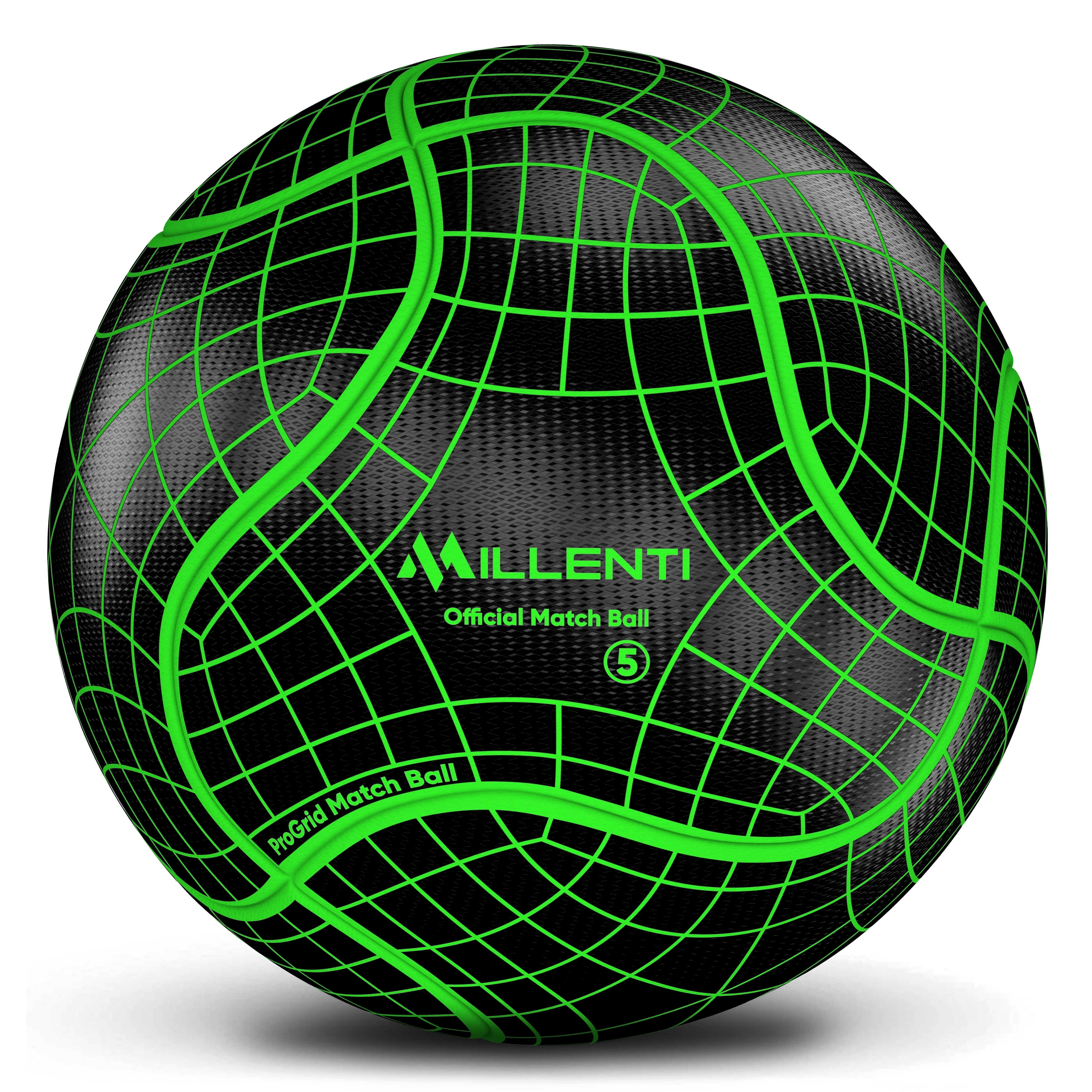 Millenti Soccer Balls Size 5 - ProGrid Official Match Soccer Ball With High-Visibility, Easy-To-Track Designs, Black Green SoccerBall, SB0905G