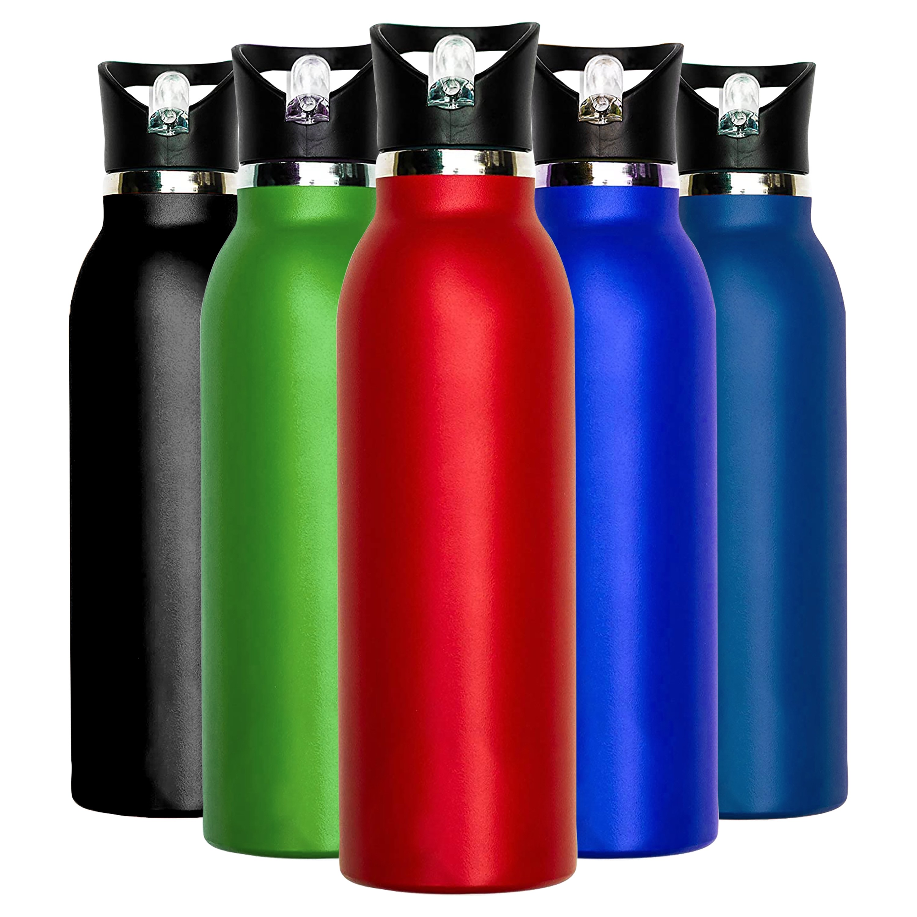 Millenti Stainless Steel 21oz Powder Coated Water Bottles - Red