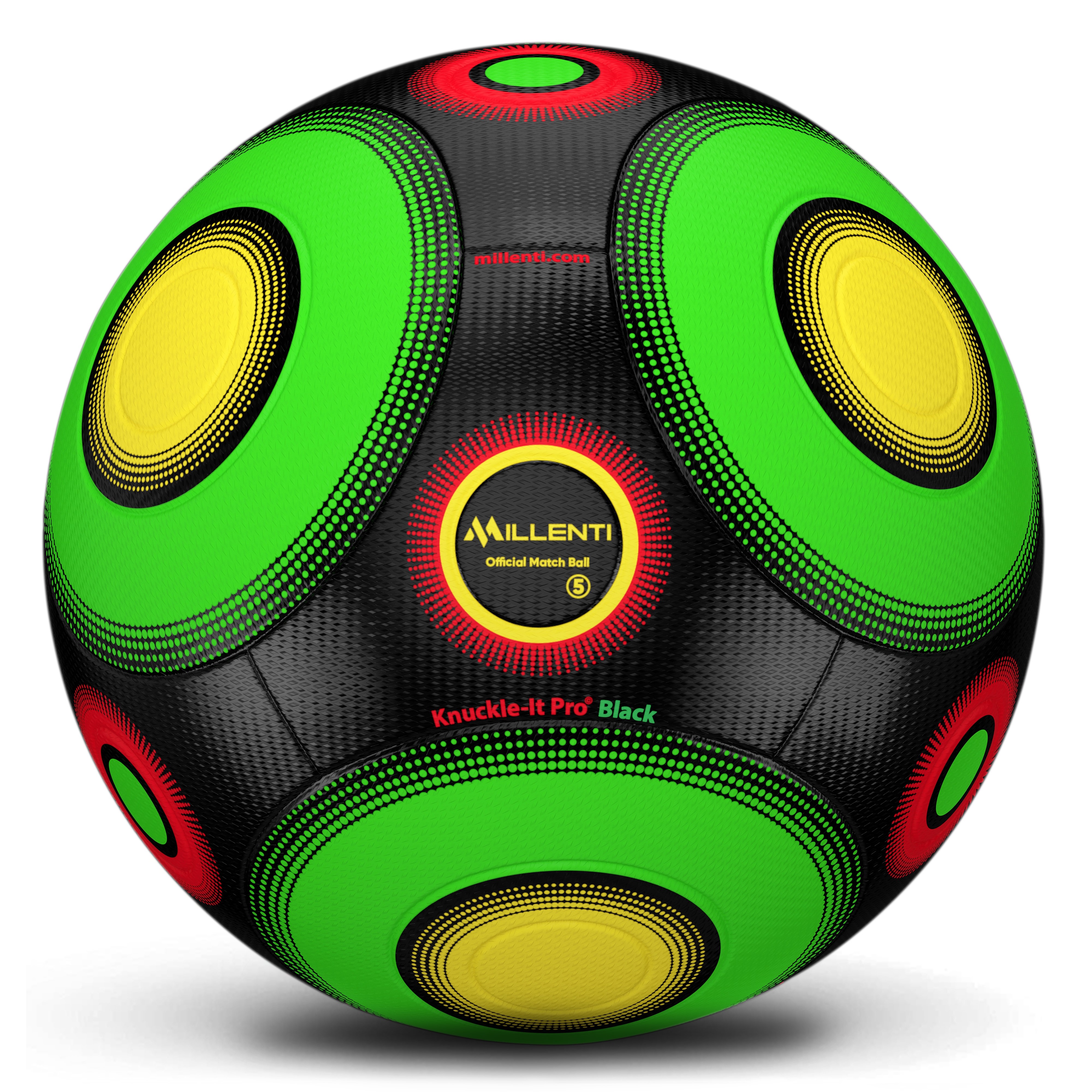 Millenti Soccer Ball Size 5 - Knuckle-It Pro Black Soccer Ball with High-Visibility Easy-to-Track Designs Thermal Fused Match Soccer Balls SB-KIP-Black 