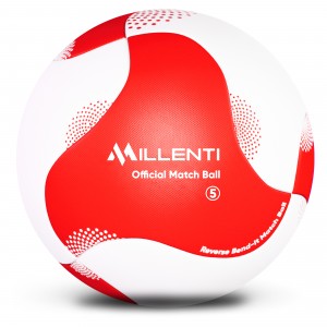 Millenti Soccer Balls Size 5 - Reverse Bend-It Soccer Ball Curving Ball With High-Visibility, Easy-To-Track Designs, Red, White SoccerBall, SB-RBI-RED
