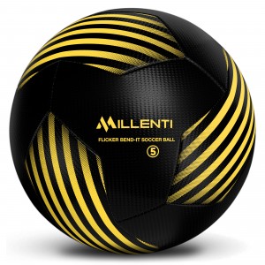 Millenti Soccer Balls Size 5 - Flicker Bend-It Soccer Ball with High-Visibility, Easy-to-Track Designs, Yellow Soccerball, SB0605YW 