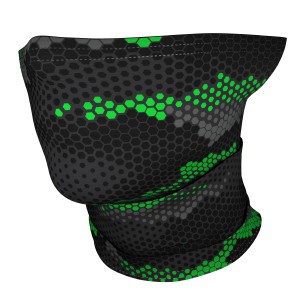 Millenti Cooling Neck Gaiter Fashion Headband - UV 50 Sun Protection Face Mask, 12 Ways To Wear, Reusable Athletic Sports Headwear Wrap that Cools When Wet (Camo-Hexagon) Green Gaiter G01UG