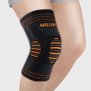 Millenti Knee Compression Sleeve Brace - For Knee Pain Running, Arthritis, ACL, Basketball, Football, Gym, Crossfit, Men Women Sport Injury Recovery, (Single) Black Orange, See Chart Size S, KB01SOG
