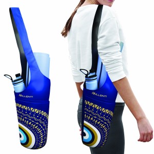 Millenti Yoga Mat Bag Kit - Stylish Reversible Sling Bag Design, Carry Tote Yoga Bag Backpack, Grocery Bag, Beach Bag, Swim Bag - Mandala Blue Gold Yoga Bag BY01BL