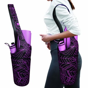 Millenti Yoga Mat Bag Kit - Stylish Reversible Sling Bag Design, Multipurpose Travel Tote Yoga Bag, Grocery Bag, Beach Bag, Swim Bag - Mandala Pink Yoga Bag BY02P