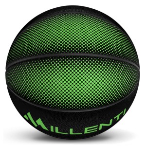 Millenti Basketball Street-Smart Precision Green - Outdoor-Indoor Basketballs with High-Visibility, Easy-To-Track Designs, Rubber Basketball 29.5 - Green Basketball BB0307G