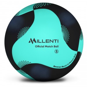 Millenti Soccer Balls Size 5 - Reverse Bend-It Soccer Ball Curving Ball With High-Visibility, Easy-To-Track Designs, Green Black Football Ball, SB-RBI-GREEN