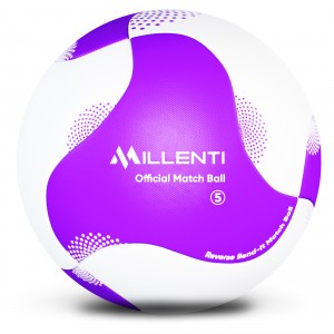 Millenti Soccer Balls Size 5 - Reverse Bend-It Soccer Ball Curving Ball With High-Visibility, Easy-To-Track Designs, Purple White, Soccer Ball, SB-RBI-PURPLE